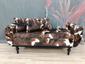 Cowhide pattern bench, Space saving bench, Fainting bench, Bench with arms, Ottoman storage, Furry bench, End of bed bench, ST COW-2