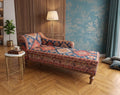 Oriental Motif Chaise Lounge Bed | Orange Blue Classic Settee, SOFA 63